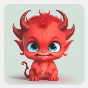 Niedlich Baby Devil Quadratischer Aufkleber