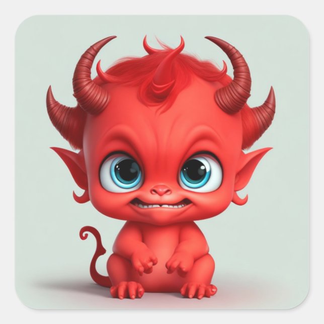 Niedlich Baby Devil Quadratischer Aufkleber (Vorderseite)