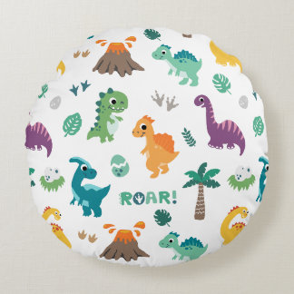 Niedlich Baby Dino Dinosaur Muster Kindergeburtsta Rundes Kissen
