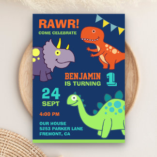 Niedlich Baby Dinosaur erste Geburtstagsparty Einl Einladung