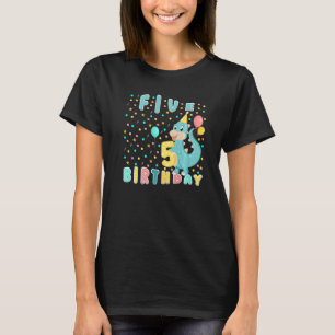 Niedlich Baby Dinosaur Fünf Jahre Happy Geburtstag T-Shirt