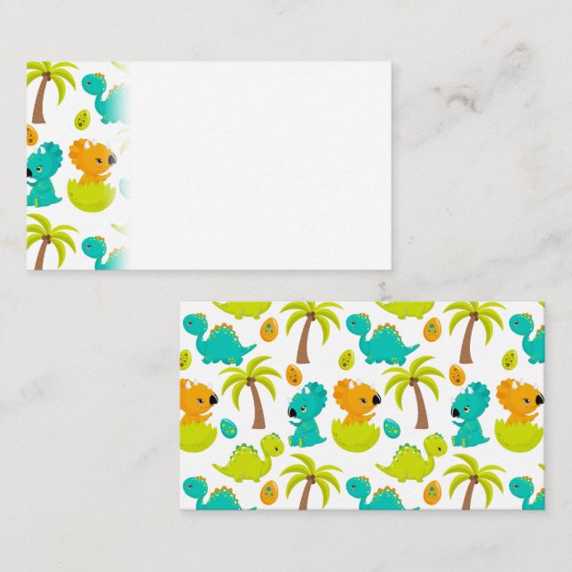 Niedlich Baby Dinosaur Triceratops Dino Eggs Palm  Platzkarte (Vorne/Hinten)