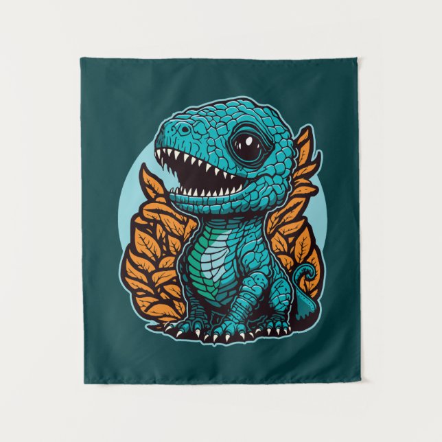 Niedlich Baby Dinosaur Wandteppich (Vorderseite)