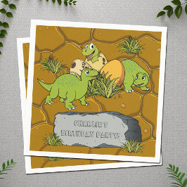 Niedlich Baby Dinosaurier Prähistorischer Cartoon Serviette