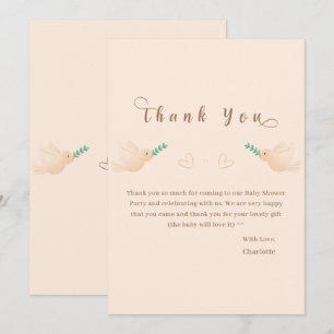 Niedlich Baby Dove Baby Dusche Danke Karte