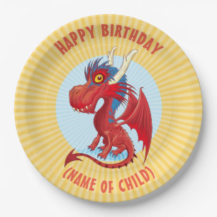 Niedlich Baby Dragon Birthday Plate Pappteller