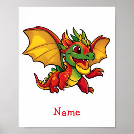 Niedlich Baby Dragon Individuelle Name Poster