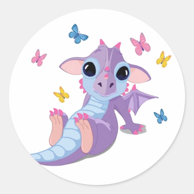 Niedlich Baby Dragon Runder Aufkleber (Vorderseite)