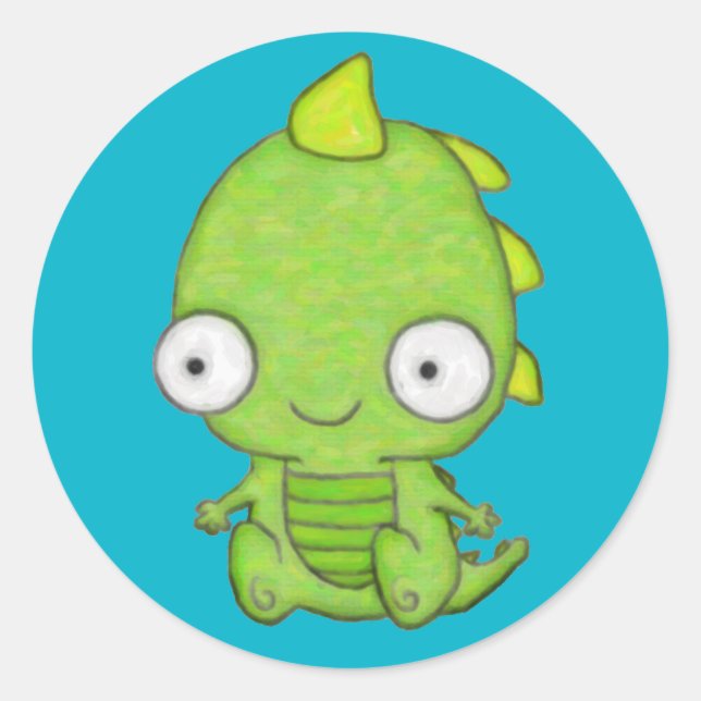 Niedlich Baby Dragon Runder Aufkleber (Vorderseite)