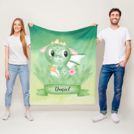 Niedlich Baby Dragon Watercolor Fleece Blanket