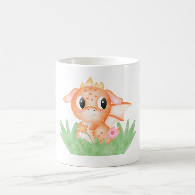 Niedlich Baby Dragon Watercolor Kaffeetasse (Mittel)