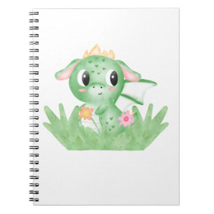 Niedlich Baby Dragon Watercolor Notizblock