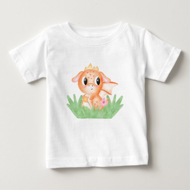 Niedlich Baby Dragon Watercolor T-shirt (Vorderseite)
