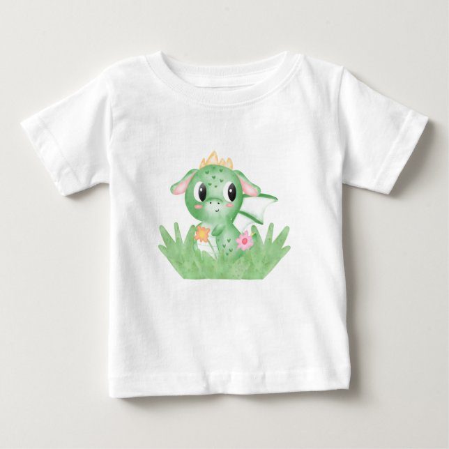 Niedlich Baby Dragon Watercolor T-shirt (Vorderseite)