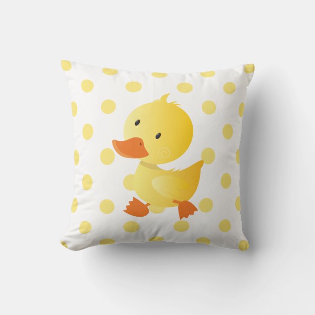 Niedlich Baby Duck Polka Dots Kissen (Vorderseite)