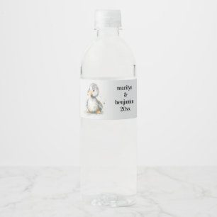 Niedlich Baby Duck Watercolor Wasserflaschenetikett