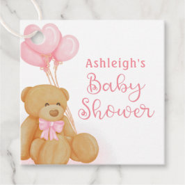 Niedlich Baby Dusche Teddy Bear Pink Herzblasen Geschenkanhänger