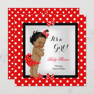 Niedlich Baby Duwer Girl Red Black Ethnic Einladung