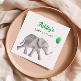 Niedlich Baby Elephant Baby Shower Napkins, Green Serviette