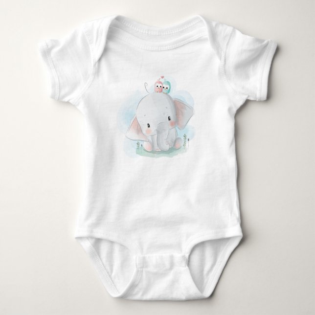 Niedlich Baby Elephant Baby Strampler (Vorderseite)