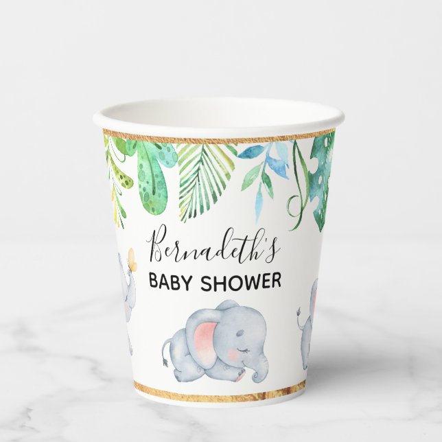 Niedlich Baby Elephant Babydusche Papiertasse Pappbecher (Vorderseite)