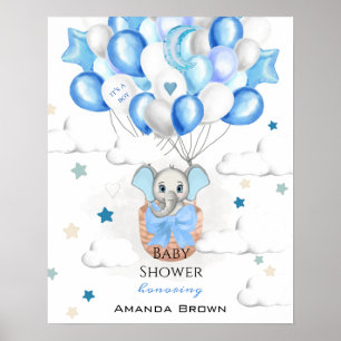 Niedlich Baby Elephant Balloons Basket Boy Baby Du Poster