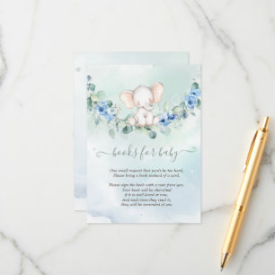 Niedlich Baby Elephant Blue Rose Begleitkarte