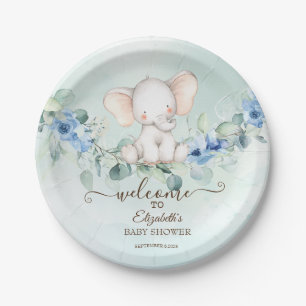 Niedlich Baby Elephant Blue Rose Pappteller