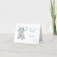 Niedlich Baby Elephant Blue Watercolor Dankeschön 