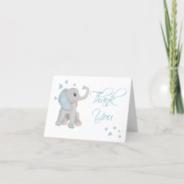 Niedlich Baby Elephant Blue Watercolor Dankeschön  Dankeskarte