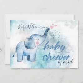 Niedlich Baby Elephant Blue Watercolor Dusche per Einladung