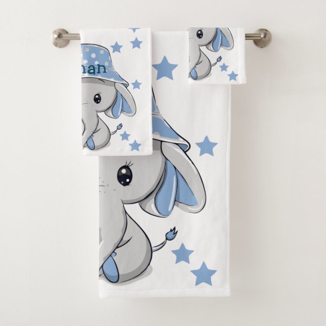 Niedlich Baby Elephant Boy Badhandtuch Set (Insitu)