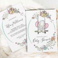 Niedlich Baby Elephant Boy Floral Swing Baby Dusch