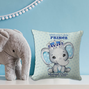 Niedlich Baby Elephant Boy Prince Throw Kissen