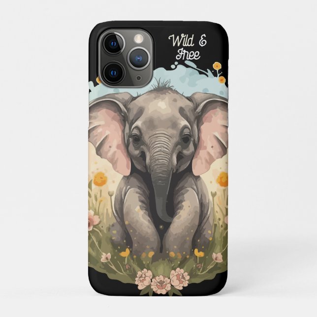 Niedlich Baby Elephant Calf Wildblume Wanderlust Case-Mate iPhone Hülle (Rückseite)