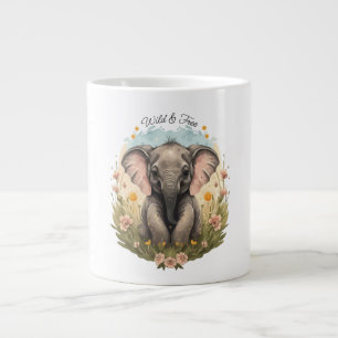 Niedlich Baby Elephant Calf Wildblume Wanderlust Jumbo-Tasse