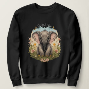 Niedlich Baby Elephant Calf Wildblume Wanderlust Sweatshirt