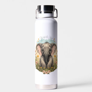 Niedlich Baby Elephant Calf Wildblume Wanderlust Trinkflasche