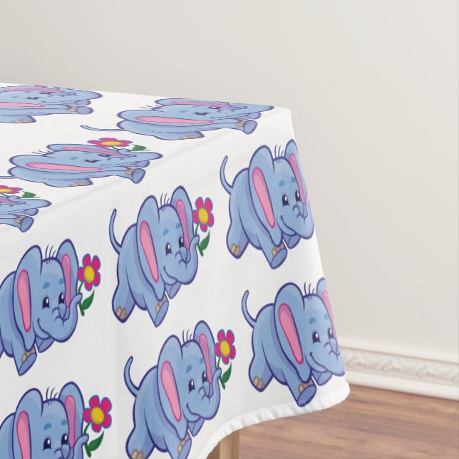 Niedlich Baby Elephant Cartoon Kinder Rectangle Tischdecke (Beispiel)
