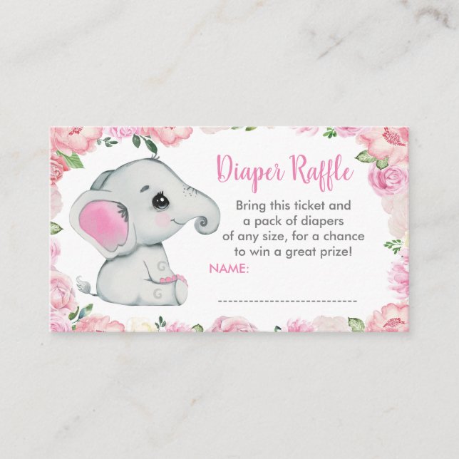 Niedlich Baby-Elephant-Degustationsticket, rosa Begleitkarte (Vorderseite)