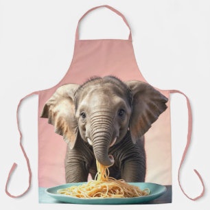 Niedlich Baby Elephant Eating Spaghetti Schürze
