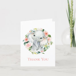Niedlich Baby Elephant Floral Vielen Dank Dankeskarte