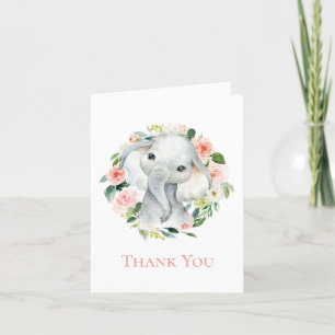 Niedlich Baby Elephant Floral Vielen Dank Dankeskarte