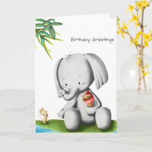 Niedlich Baby Elephant Geburtstag Karte