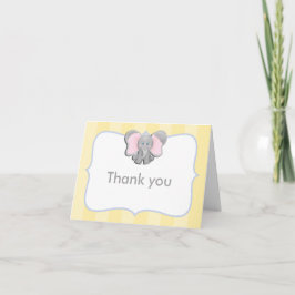 Niedlich Baby Elephant Gelb Danke Faltkarte