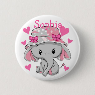 Niedlich Baby Elephant Girl Button