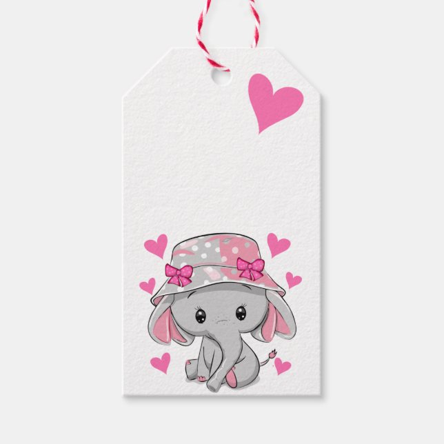 Niedlich Baby Elephant Girl Geschenkanhänger (Vorderseite)