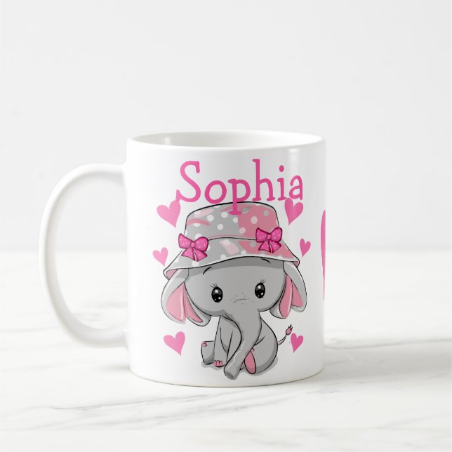 Niedlich Baby Elephant Girl Kaffeetasse (Links)