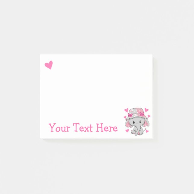 Niedlich Baby Elephant Girl Post-it Klebezettel (Vorderseite)