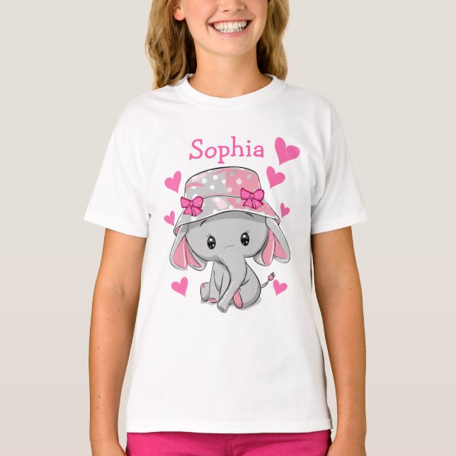 Niedlich Baby Elephant Girl T-Shirt (Vorderseite)